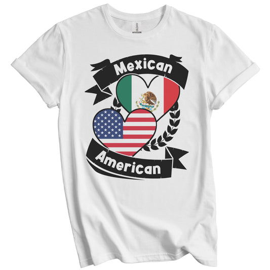 Mexican American Hearts USA Flag Mexico Flag T-Shirt