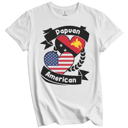 Papuan American Hearts USA Flag Papua New Guinea Flag T-Shirt