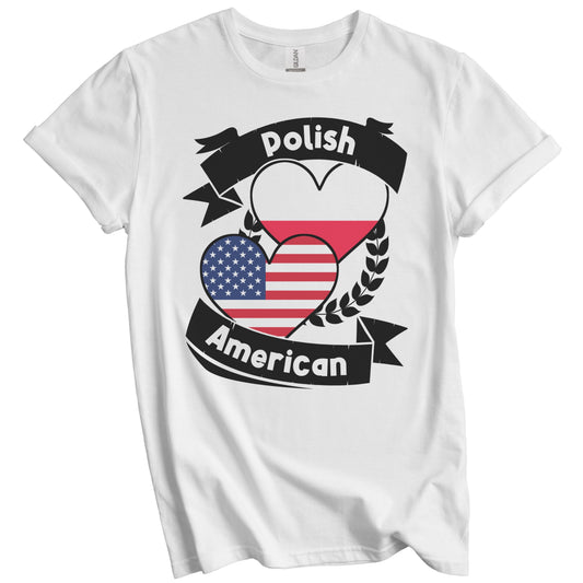 Polish American Hearts USA Flag Poland Flag T-Shirt