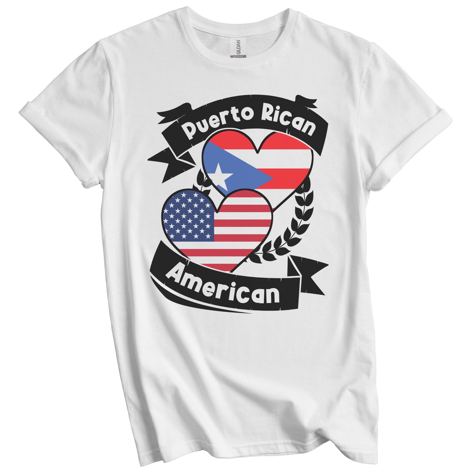 Puerto Rican American Hearts USA Flag Puerto Rico Flag T-Shirt