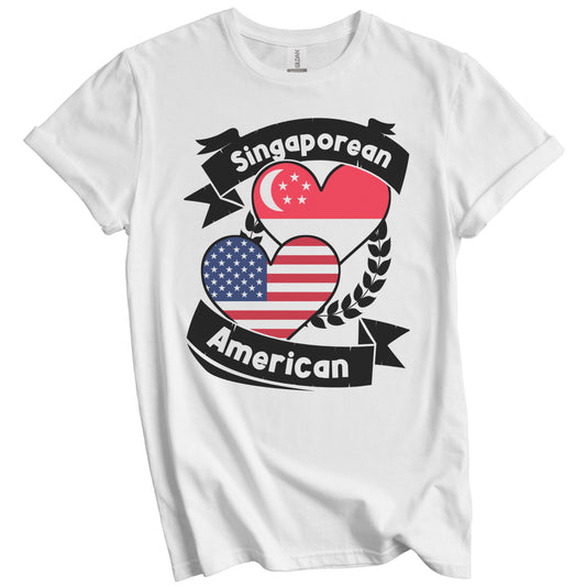 Singaporean American Hearts USA Flag Singapore Flag T-Shirt