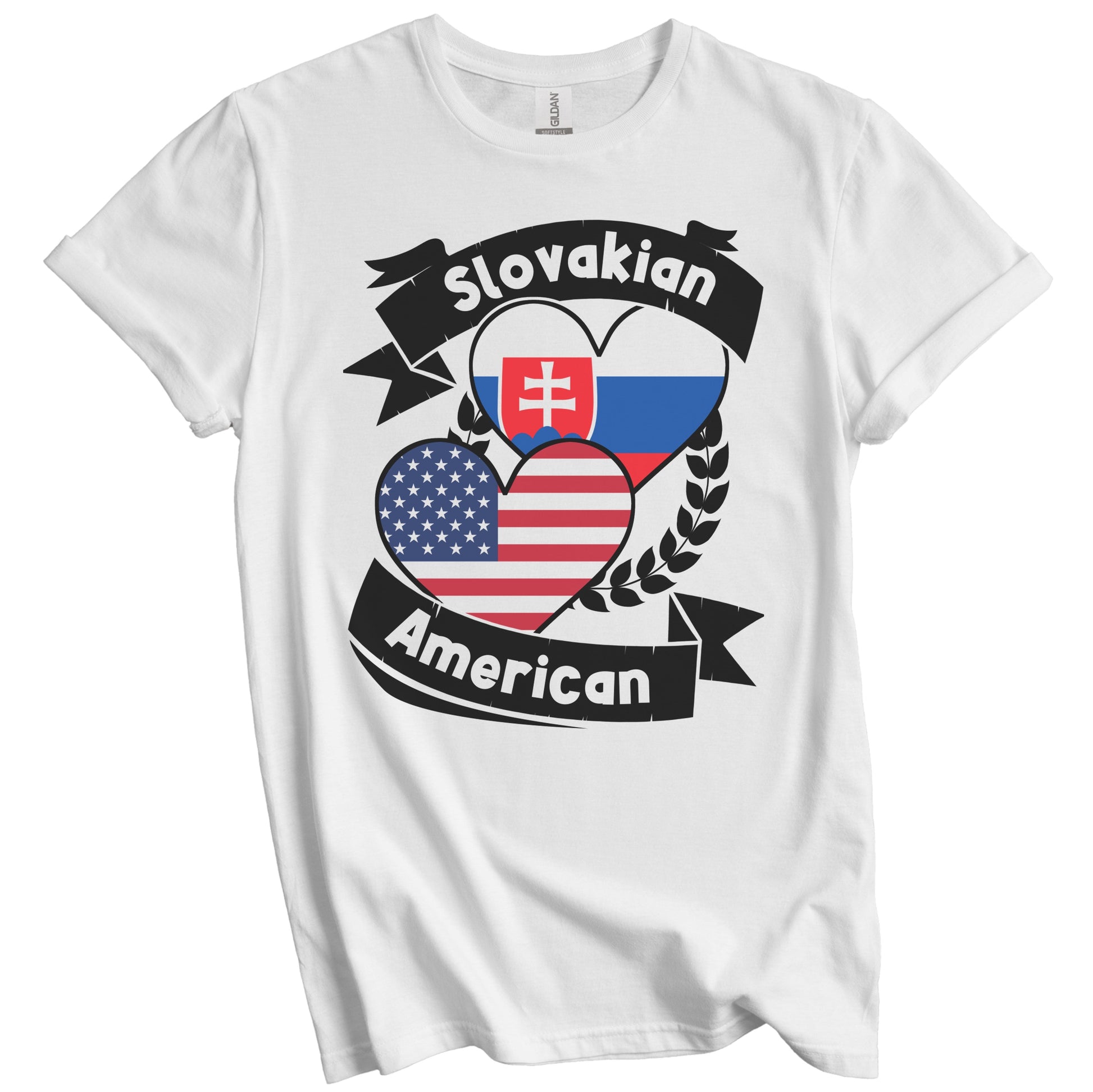 Slovakian American Hearts USA Flag Slovakia Flag T-Shirt