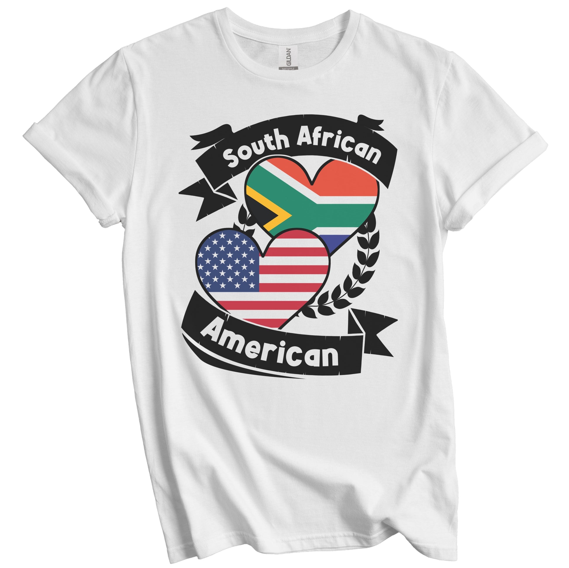 South African American Hearts USA Flag South Africa Flag T-Shirt