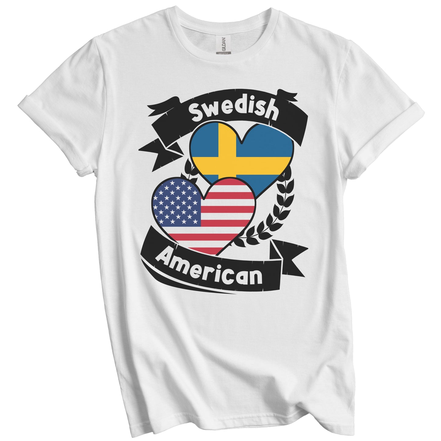 Swedish American Hearts USA Flag Sweden Flag T-Shirt