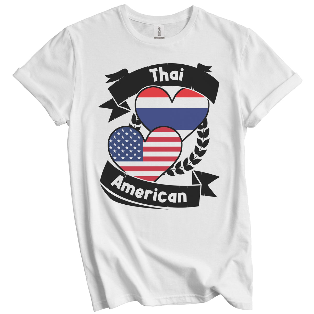 Thai American Hearts USA Flag Thailand Flag T-Shirt