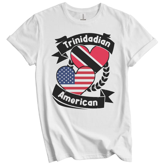 Trinidadian American Hearts USA Flag Trinidad Tobago Flag T-Shirt
