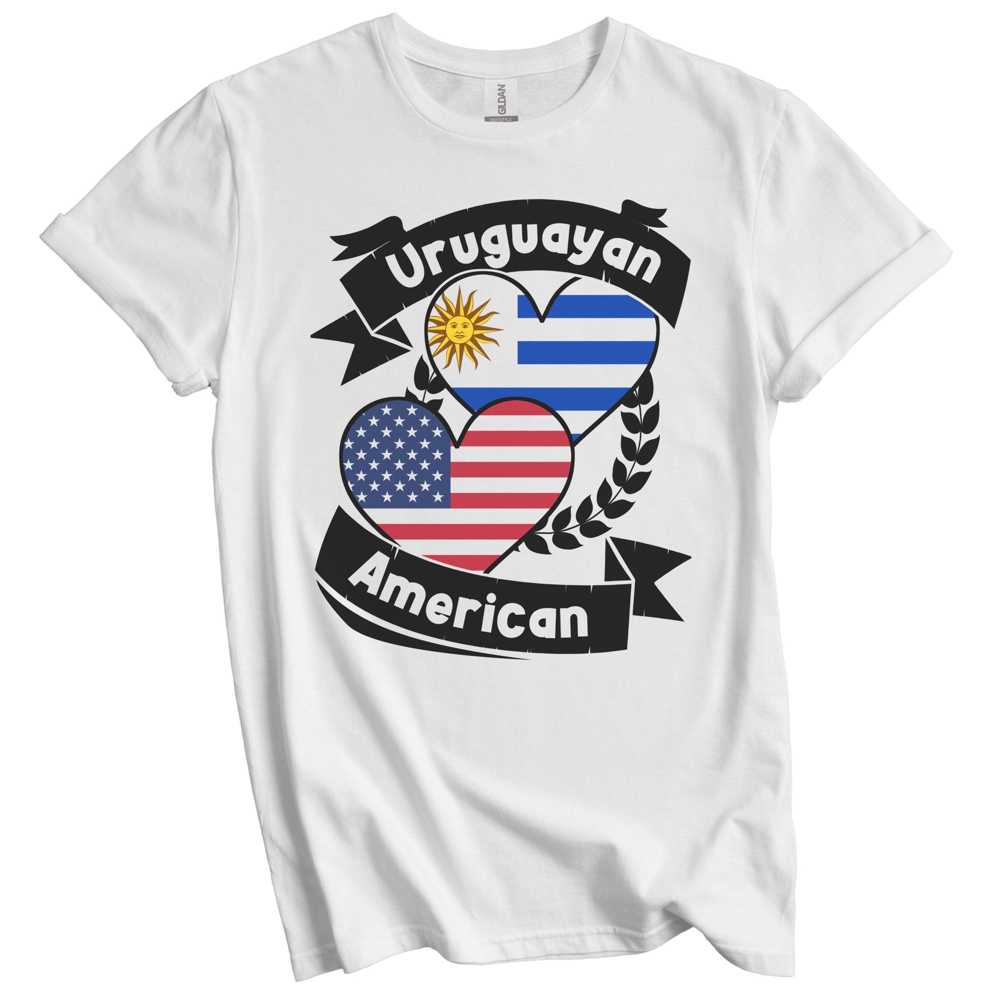 Uruguayan American Hearts USA Flag Uruguay Flag T-Shirt