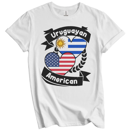 Uruguayan American Hearts USA Flag Uruguay Flag T-Shirt