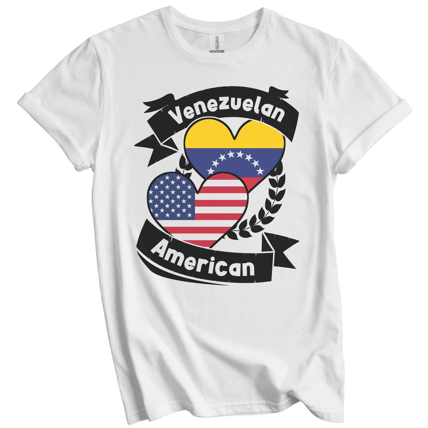 Venezuelan American Hearts USA Flag Venezuela Flag T-Shirt