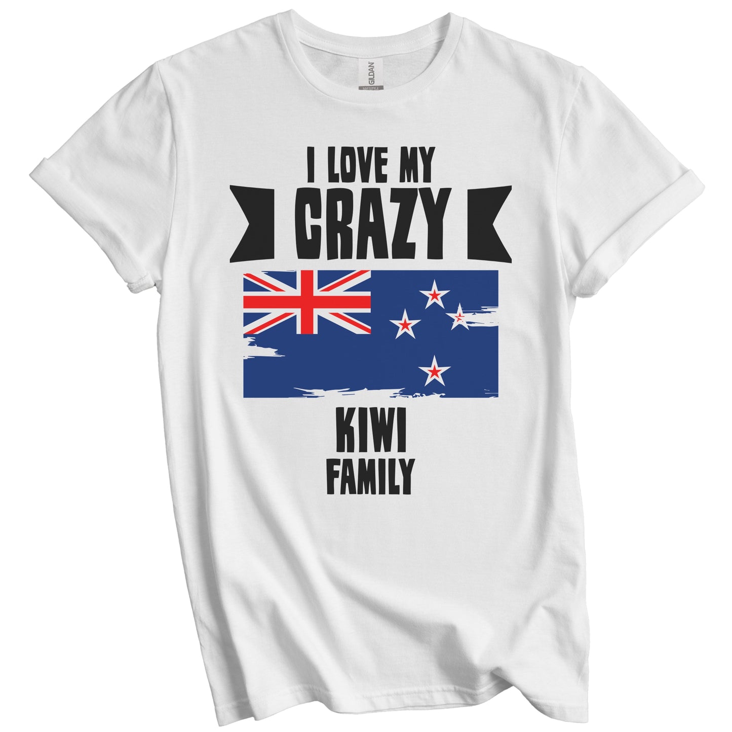 I Love My Crazy Kiwi Family Funny New Zealand Flag T-Shirt