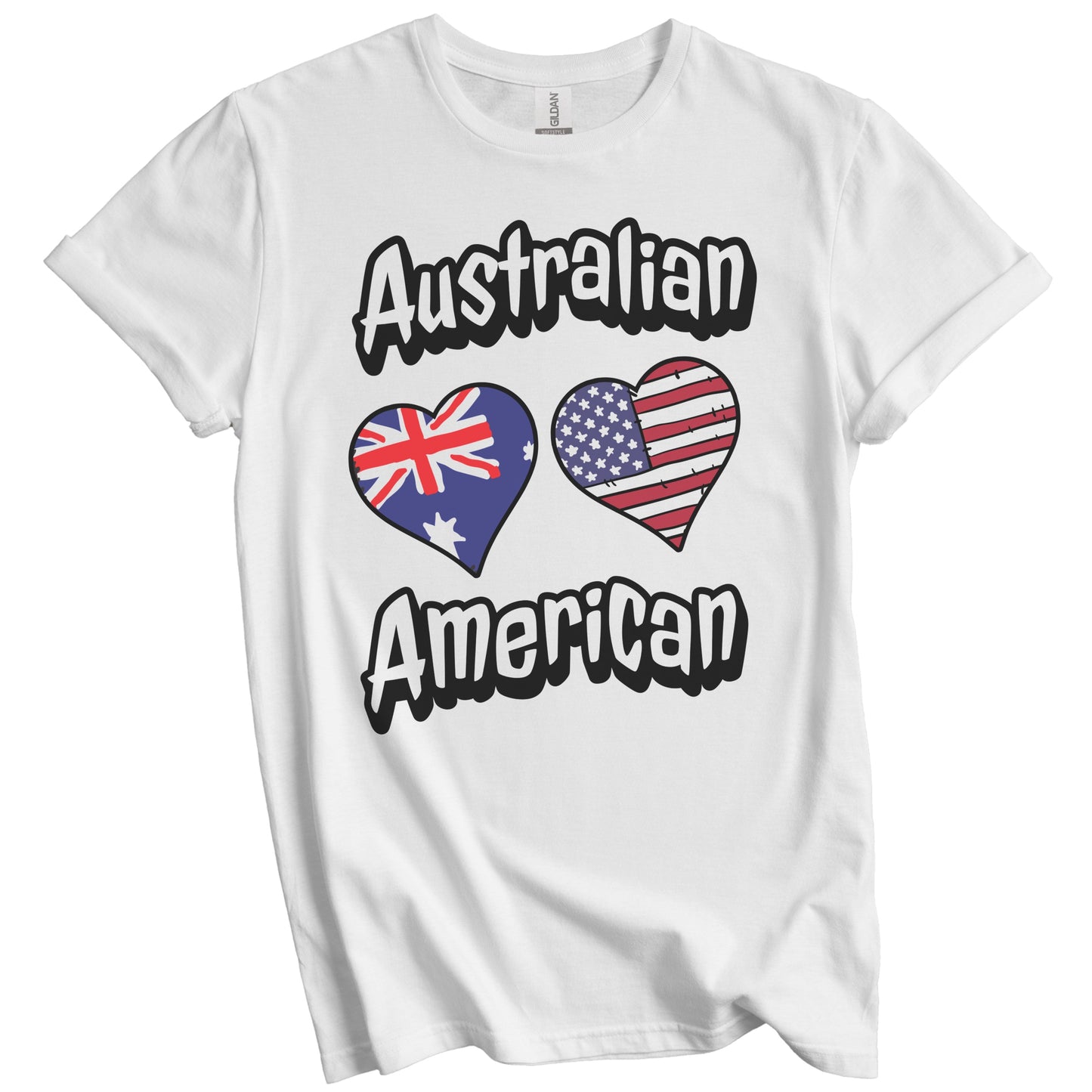 Australian American Flag Hearts Combo Australia T-Shirt