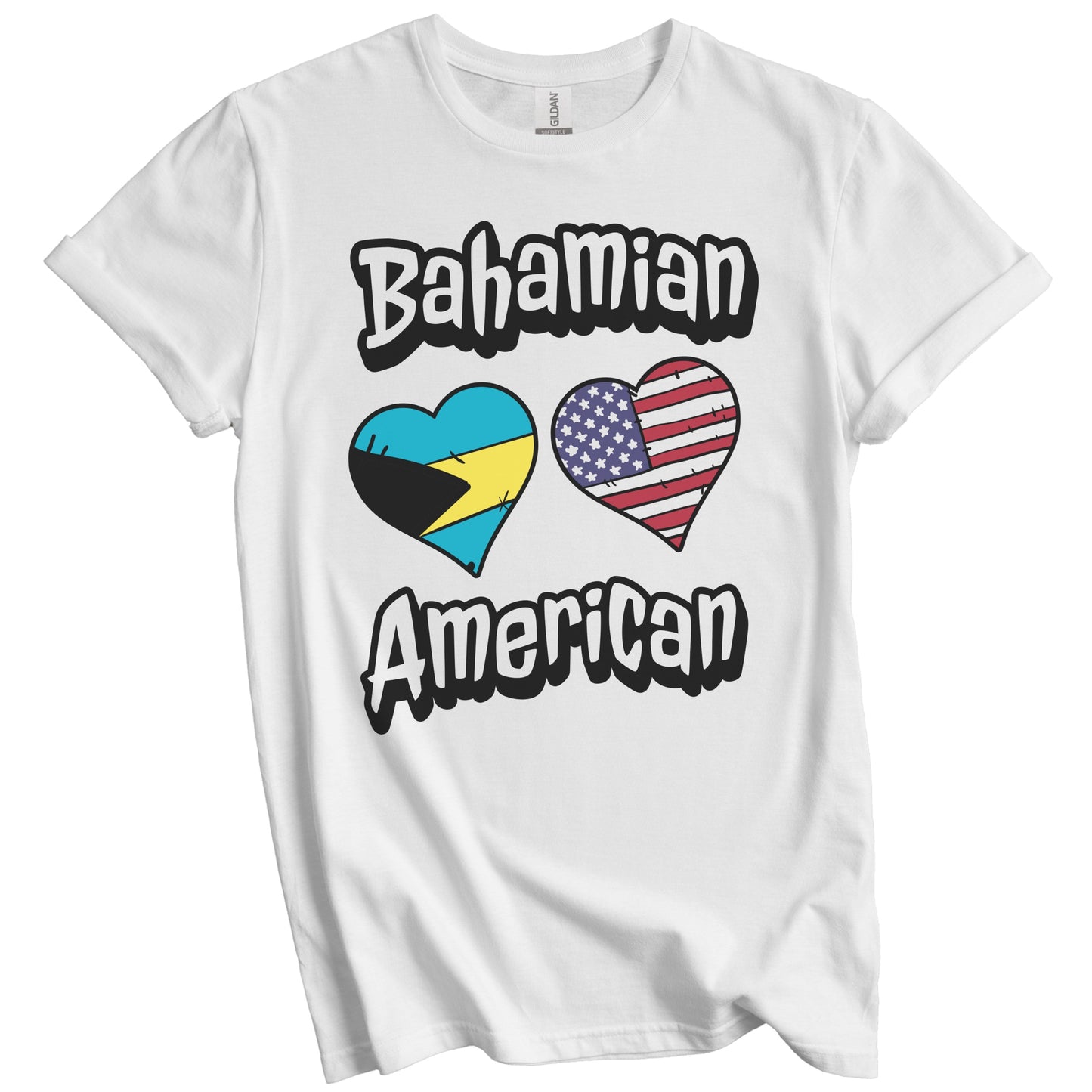 Bahamian American Flag Hearts Combo Bahamas T-Shirt