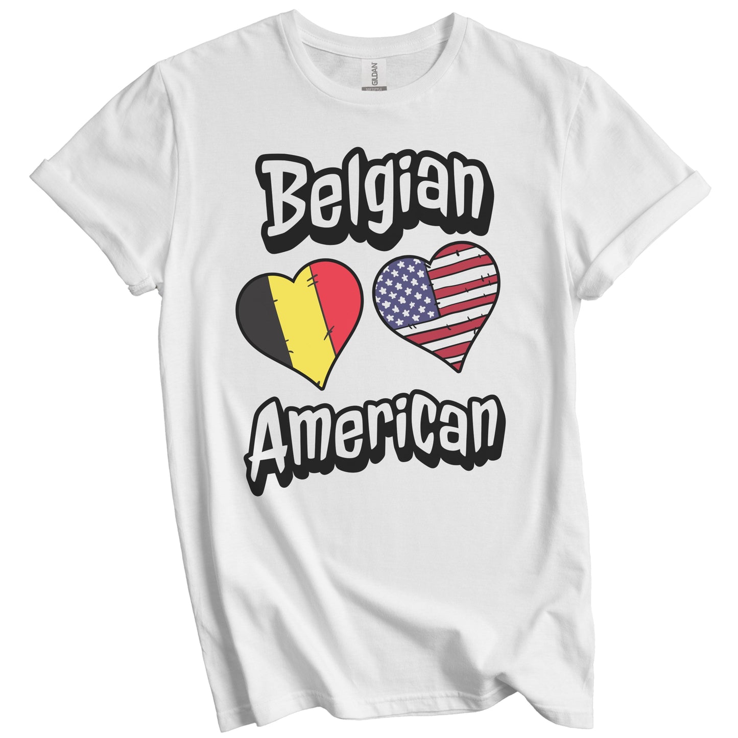 Belgian American Flag Hearts Combo Belgium T-Shirt