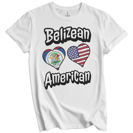 Belizean American Flag Hearts Combo Belize T-Shirt