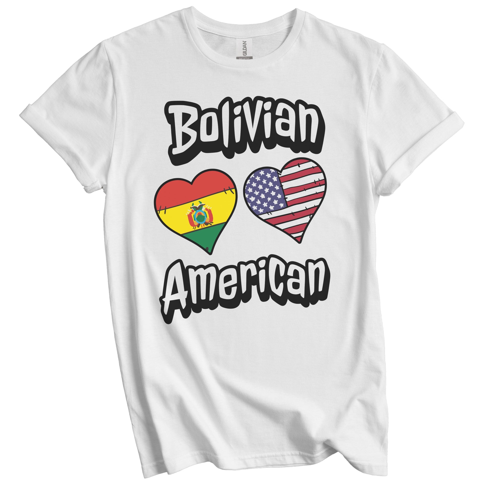 Bolivian American Flag Hearts Combo Bolivia T-Shirt