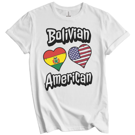 Bolivian American Flag Hearts Combo Bolivia T-Shirt