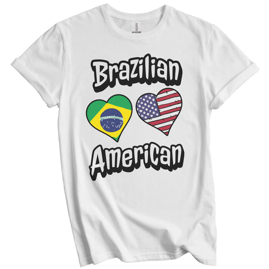 Brazilian American Flag Hearts Combo Brazil T-Shirt