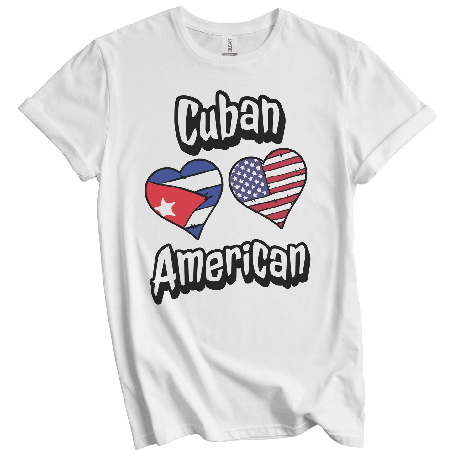 Cuban American Flag Hearts Combo Cuba T-Shirt