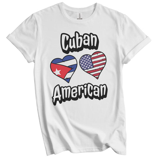 Cuban American Flag Hearts Combo Cuba T-Shirt