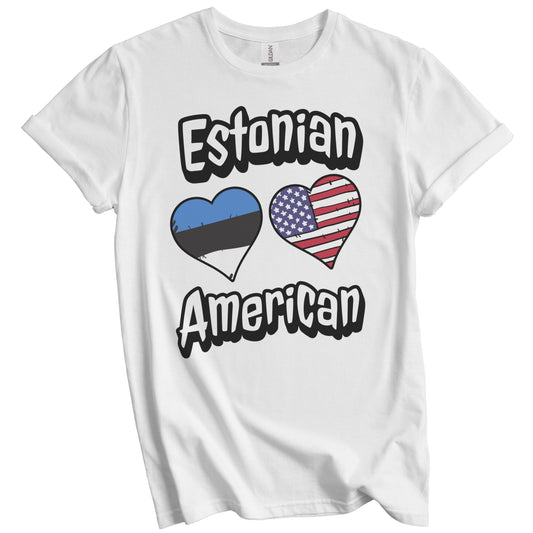 Estonian American Flag Hearts Combo Estonia T-Shirt