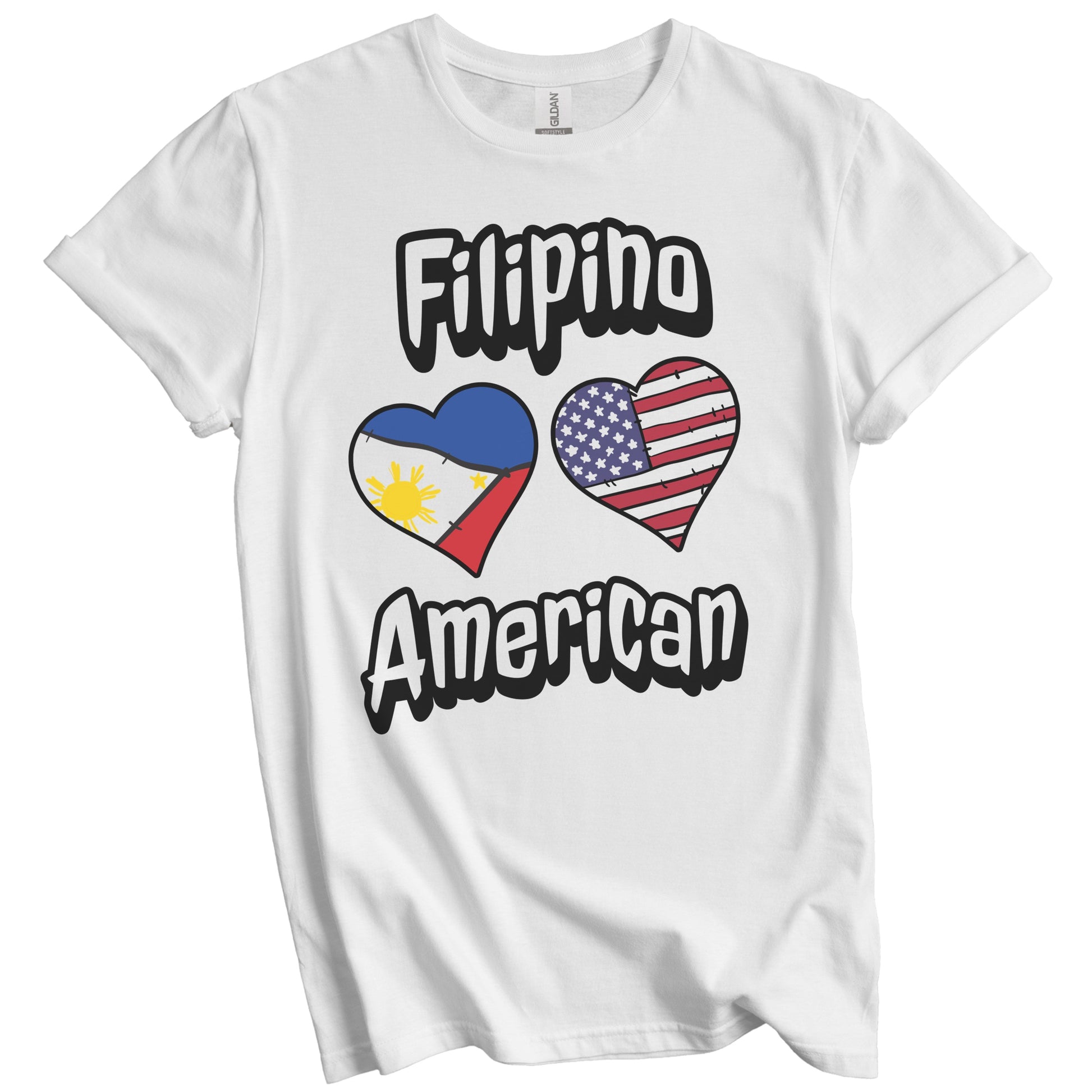 Filipino American Flag Hearts Combo Philippines T-Shirt
