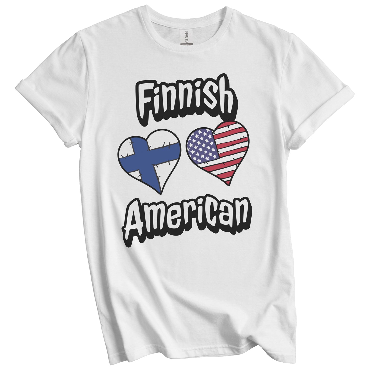 Finnish American Flag Hearts Combo Finland T-Shirt