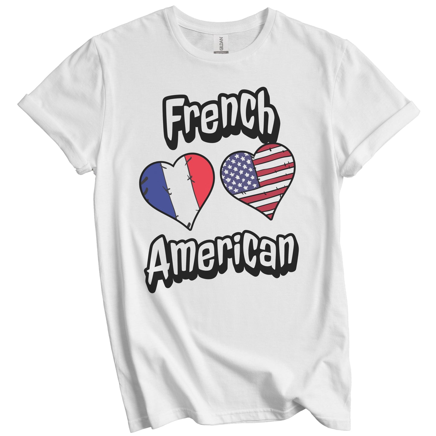 French American Flag Hearts Combo France T-Shirt