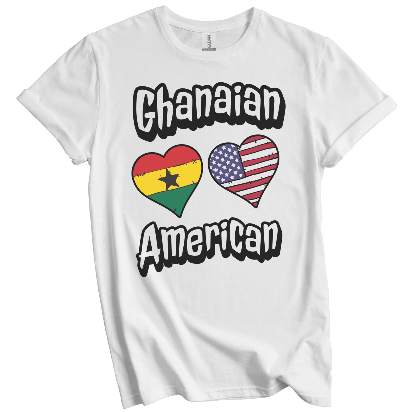 Ghanaian American Flag Hearts Combo Ghana T-Shirt
