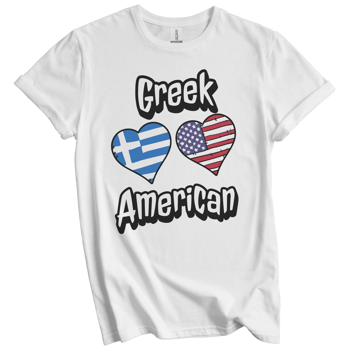 Greek American Flag Hearts Combo Greece T-Shirt