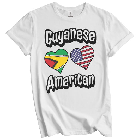 Guyanese American Flag Hearts Combo Guyana T-Shirt