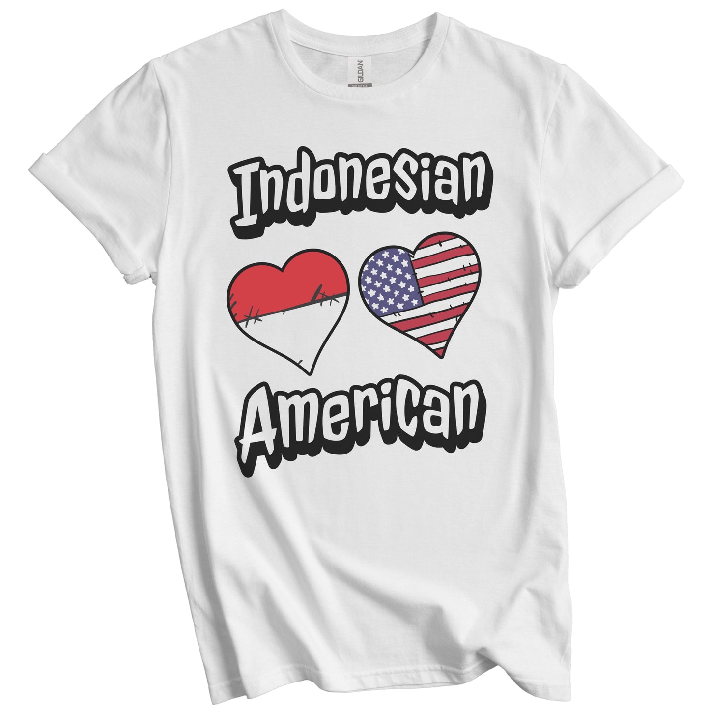 Indonesian American Flag Hearts Combo Indonesia T-Shirt