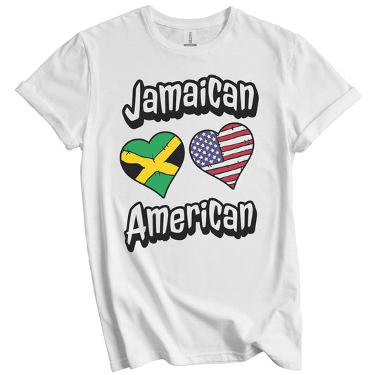 Jamaican American Flag Hearts Combo Jamaica T-Shirt