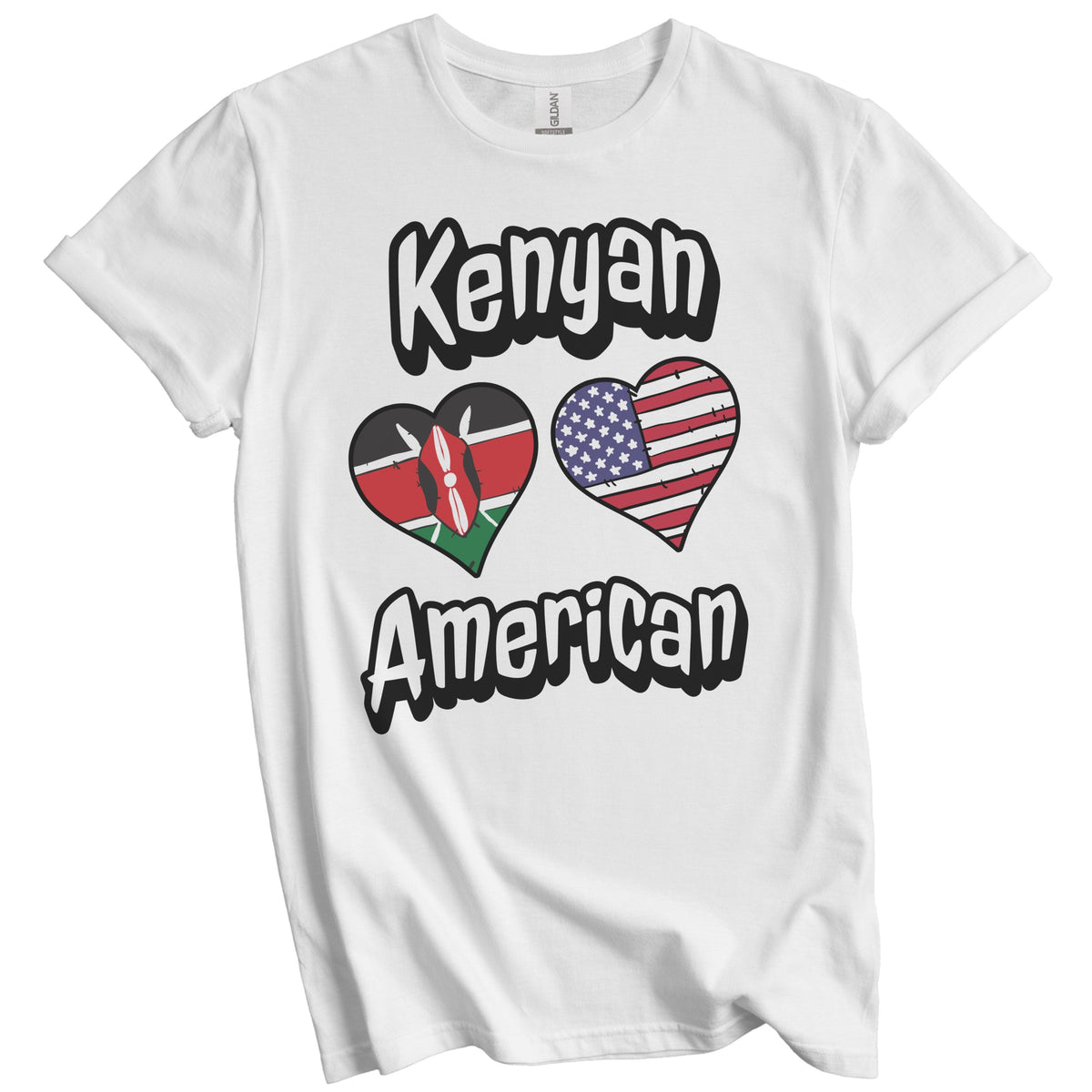 Kenyan American Flag Hearts Combo Kenya T-Shirt