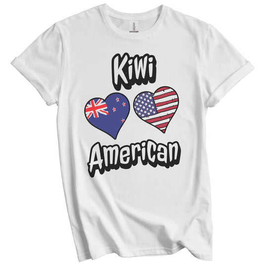 Kiwi American Flag Hearts Combo New Zealand T-Shirt