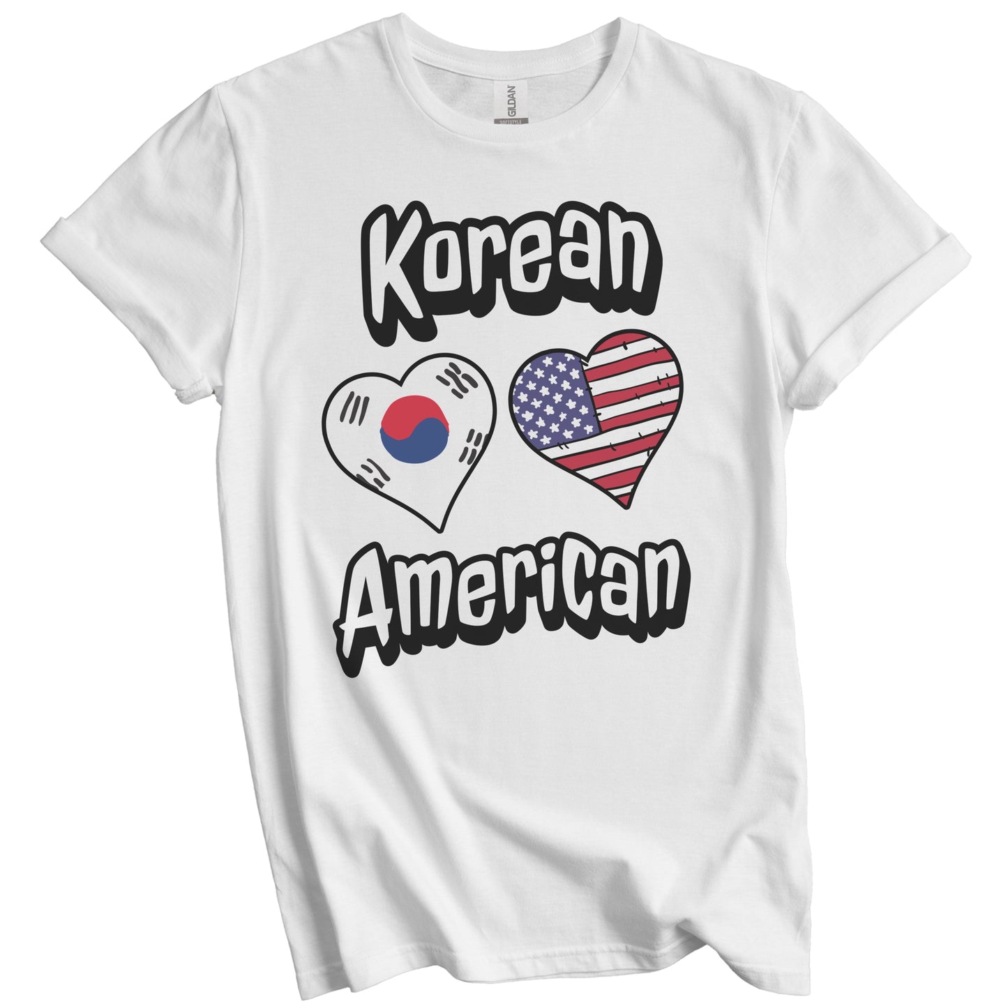 Korean American Flag Hearts Combo South Korea T-Shirt