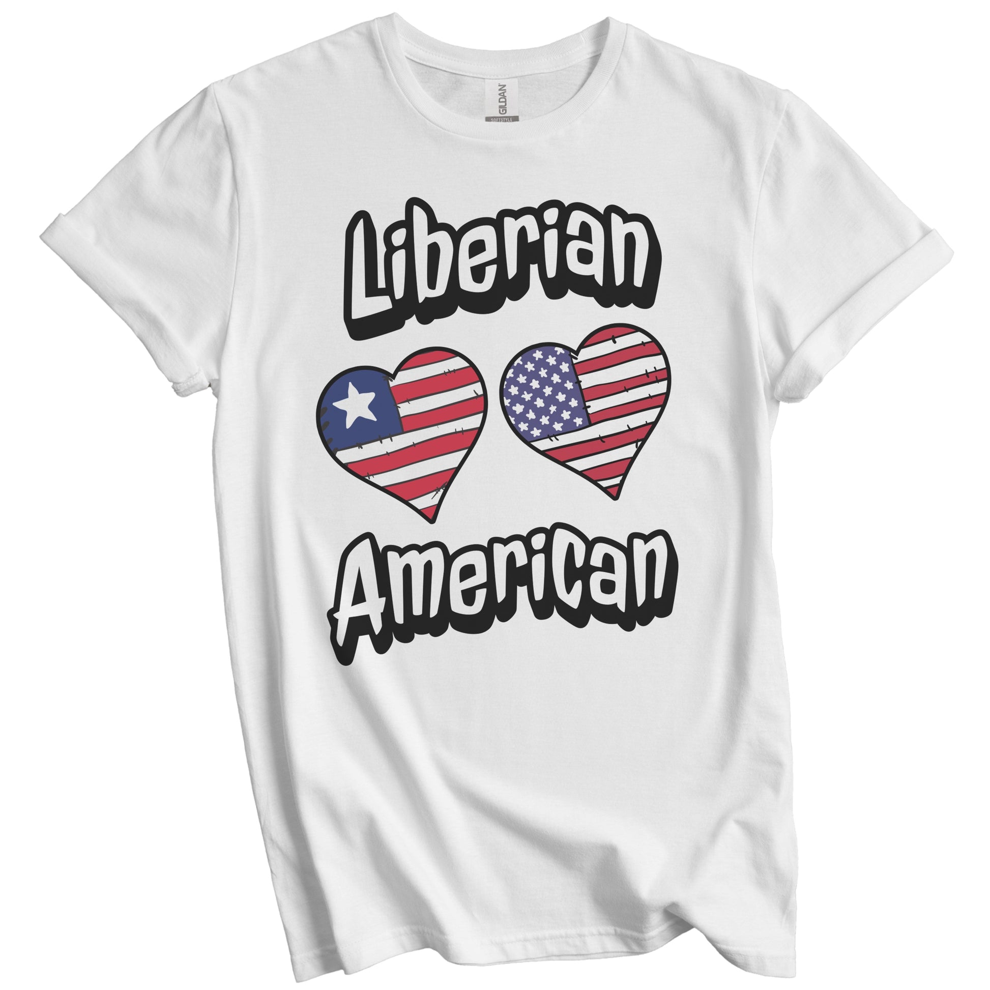 Liberian American Flag Hearts Combo Liberia T-Shirt