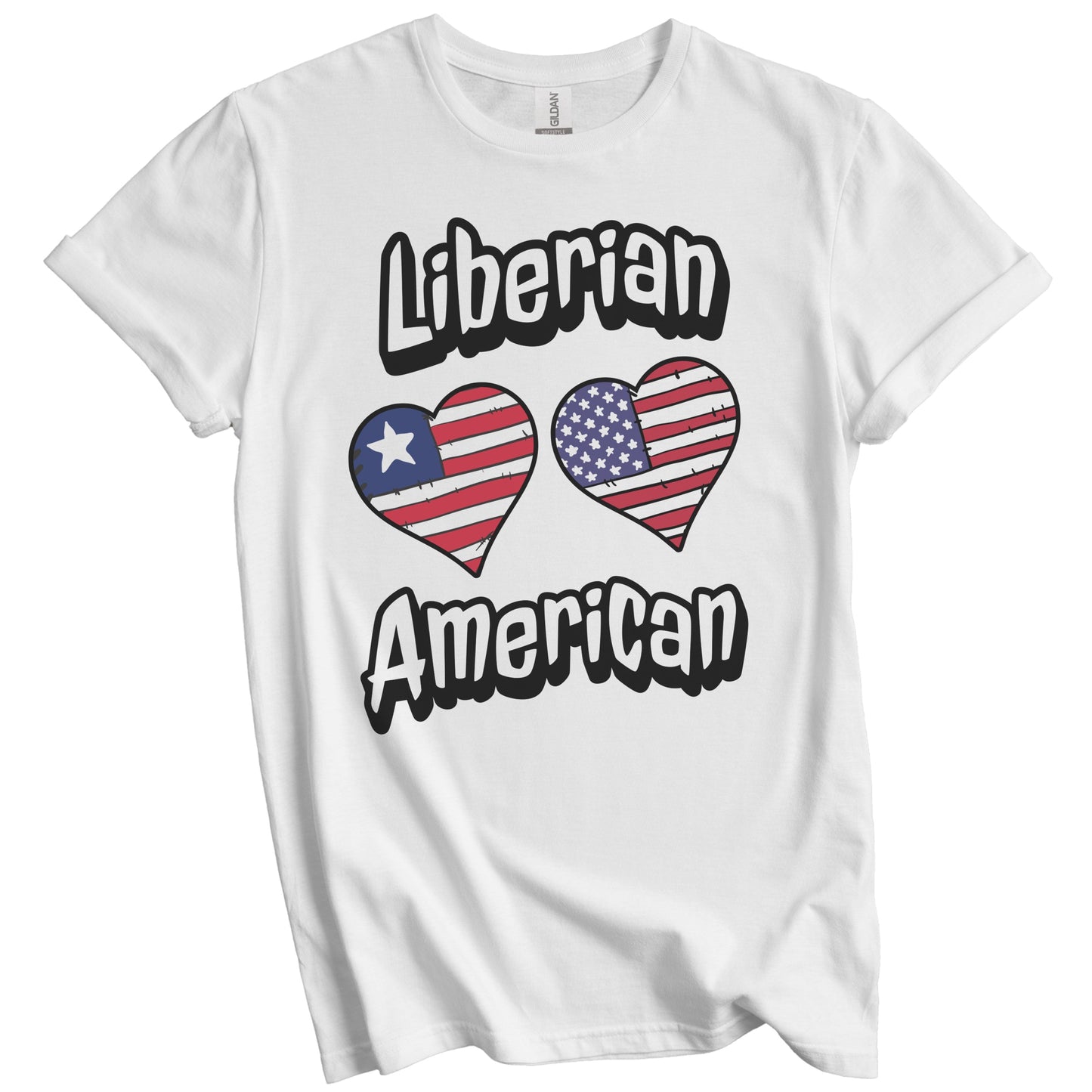 Liberian American Flag Hearts Combo Liberia T-Shirt