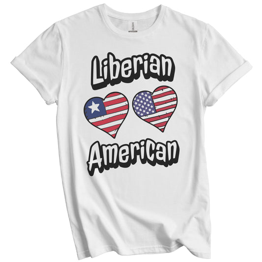 Liberian American Flag Hearts Combo Liberia T-Shirt