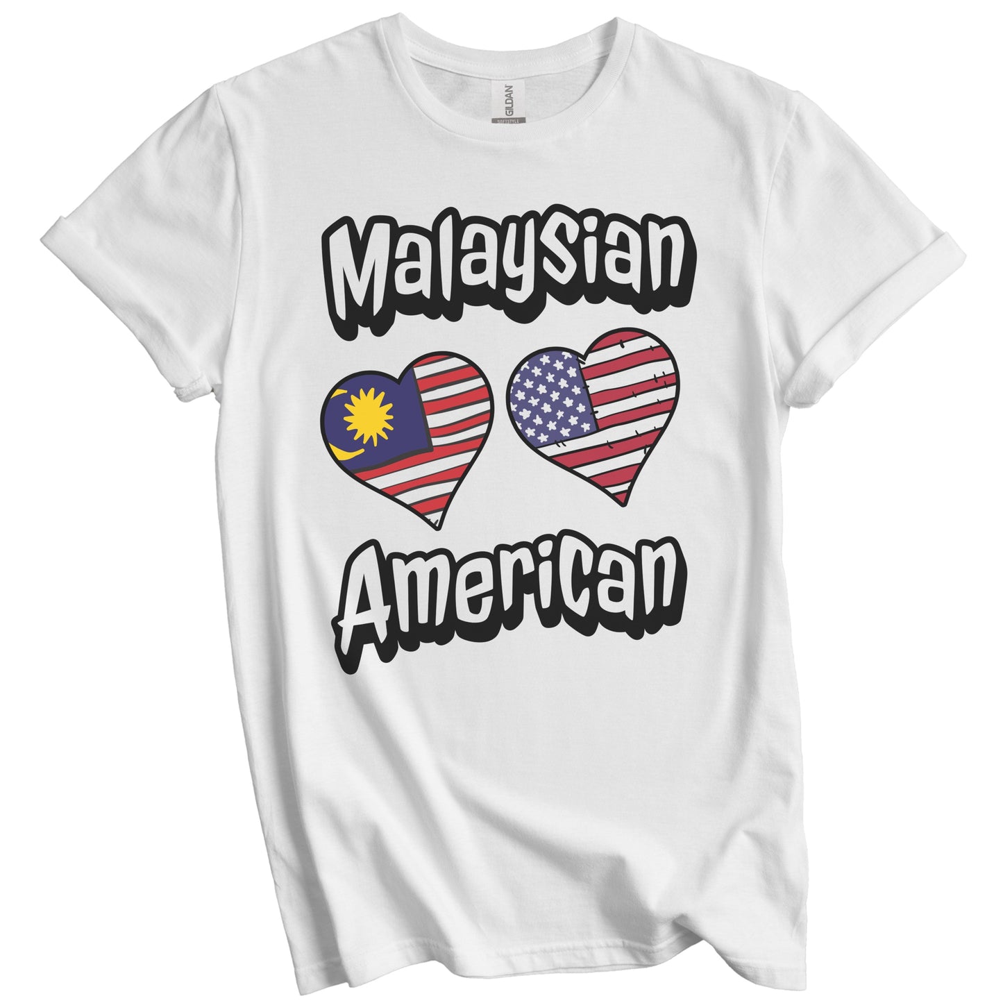 Malaysian American Flag Hearts Combo Malaysia T-Shirt