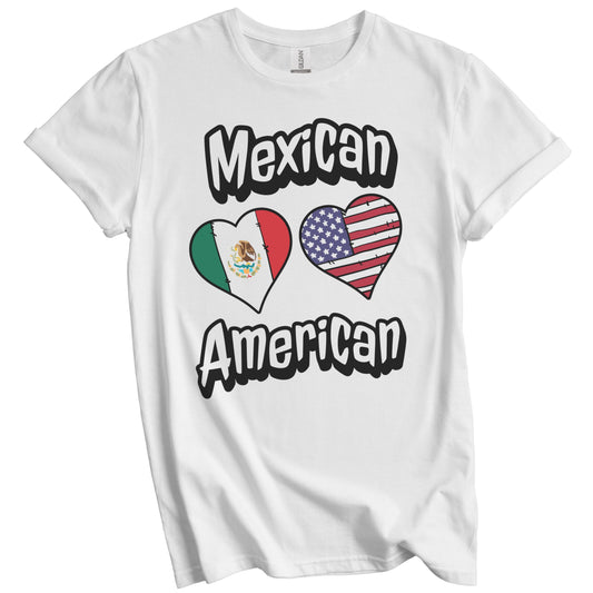 Mexican American Flag Hearts Combo Mexico T-Shirt