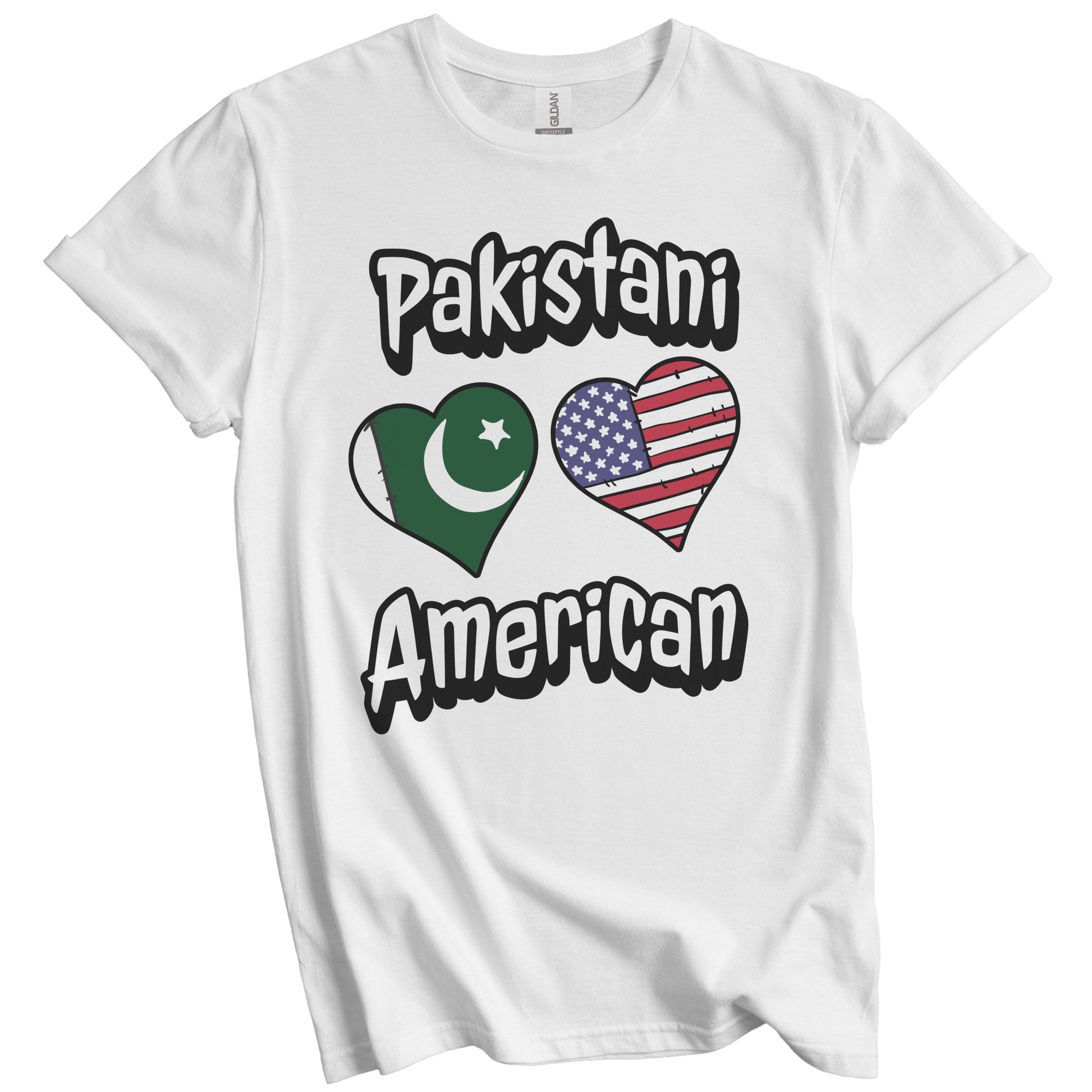 Pakistani American Flag Hearts Combo Pakistan T-Shirt