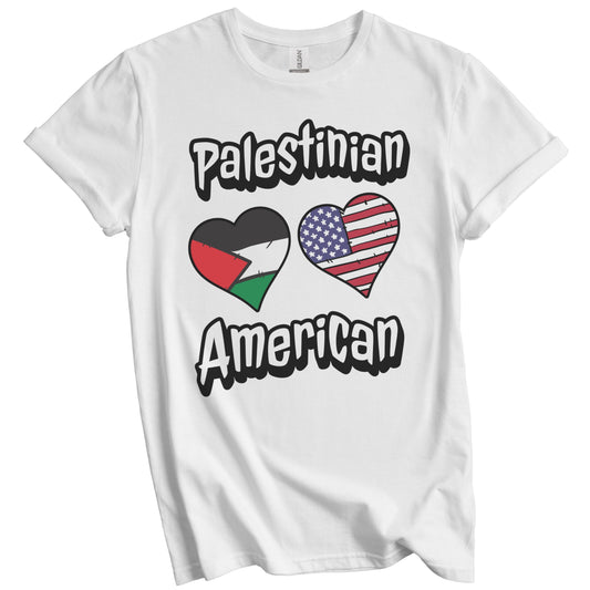 Palestinian American Flag Hearts Combo Palestine T-Shirt