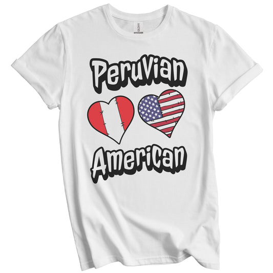 Peruvian American Flag Hearts Combo Peru T-Shirt