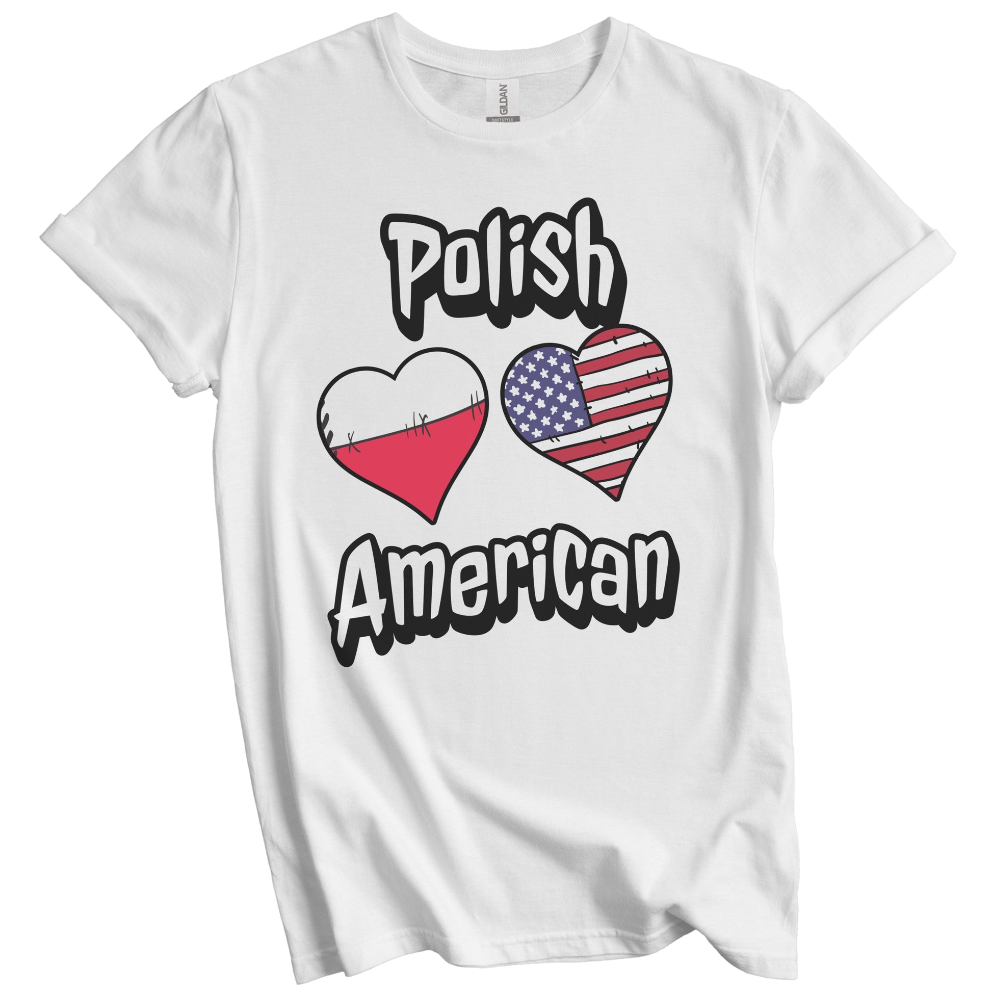 Polish American Flag Hearts Combo Poland T-Shirt