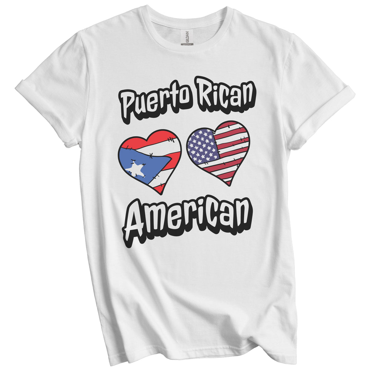 Puerto Rican American Flag Hearts Combo Puerto Rico T-Shirt