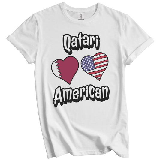 Qatari American Flag Hearts Combo Qatar T-Shirt