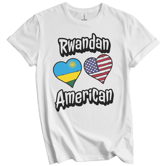 Rwandan American Flag Hearts Combo Rwanda T-Shirt