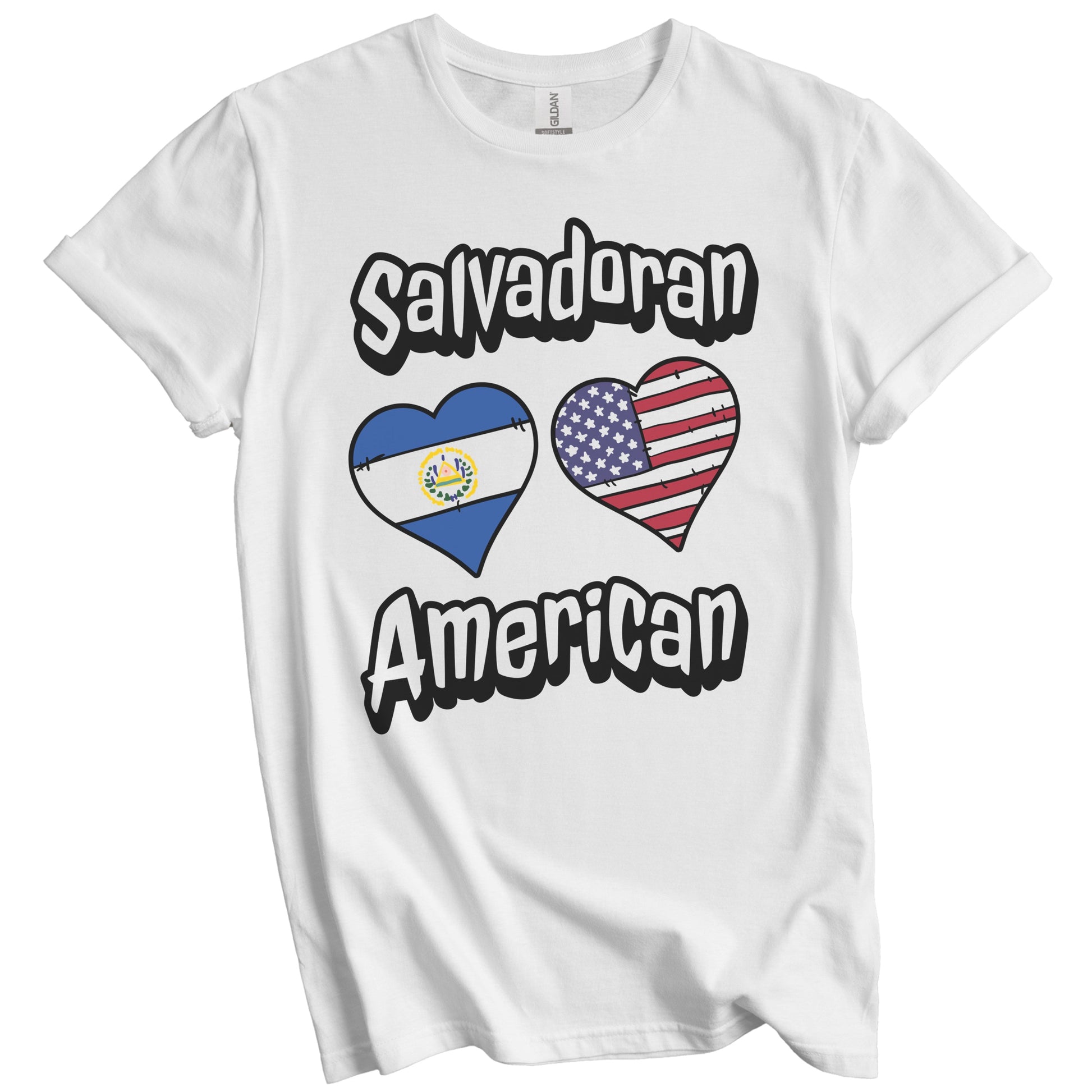 Salvadoran American Flag Hearts Combo El Salvador T-Shirt