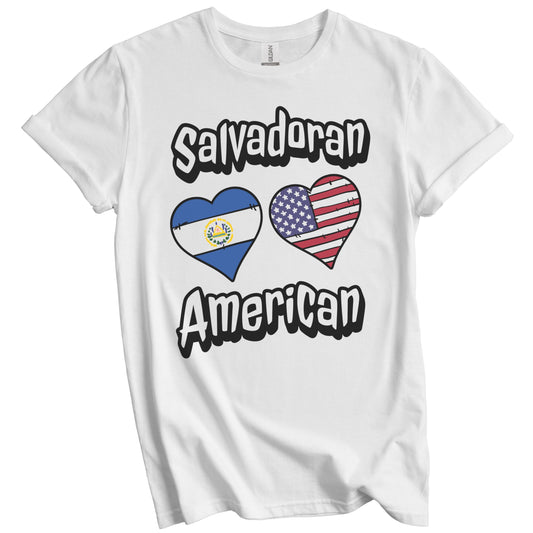 Salvadoran American Flag Hearts Combo El Salvador T-Shirt