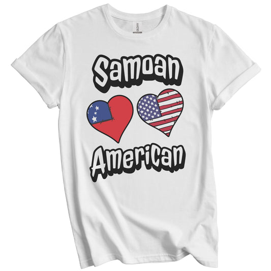 Samoan American Flag Hearts Combo Samoa T-Shirt